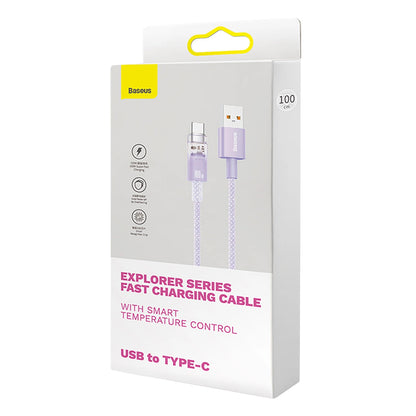 USB-A - USB-C Baseus Explorer data- og ladekabel, 100W, 1m, Lilla CATS010405