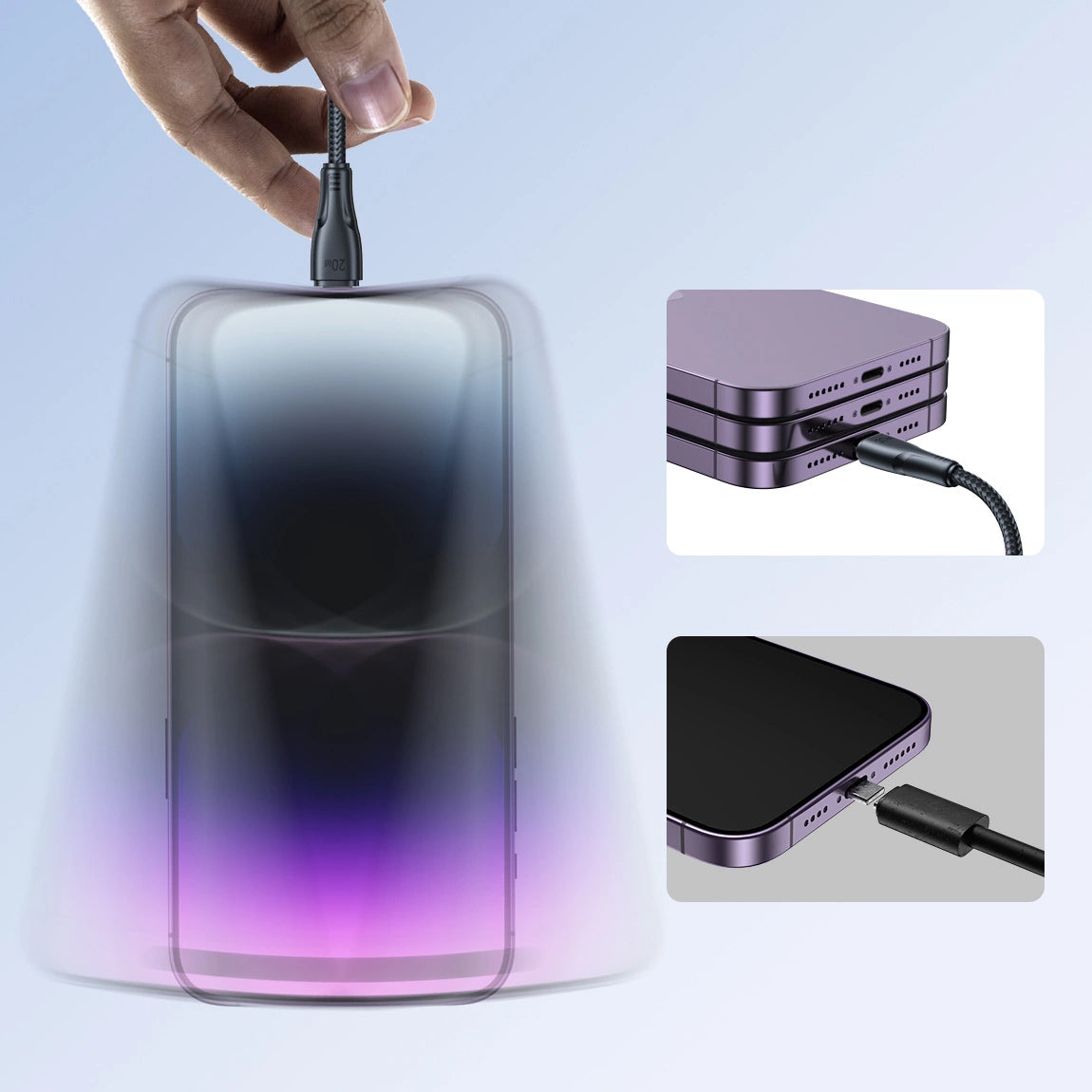 Data- og ladekabel USB-C - Lightning Joyroom S-A11, 20W, 1.2m, Svart