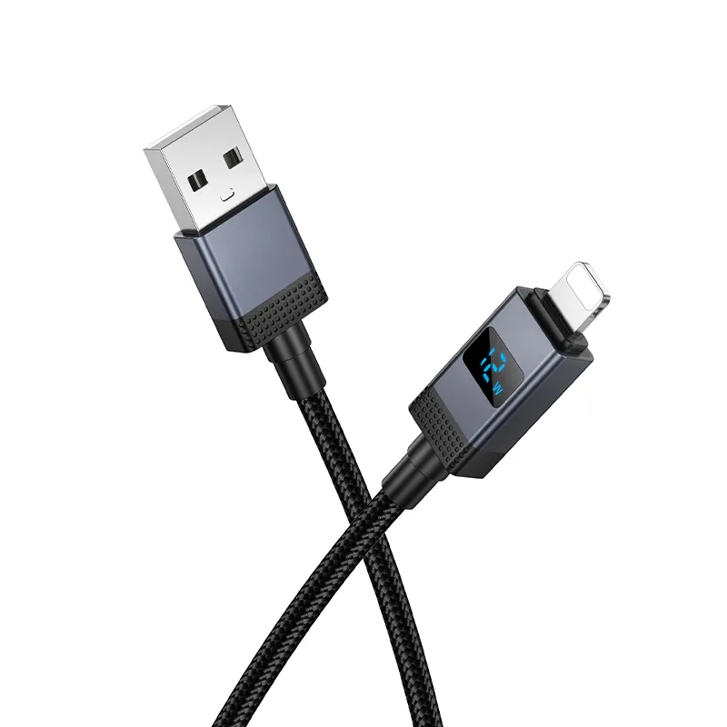 USB-A - Lightning Lade- og Datakabel HOCO X118 Display, 12W, 1m, Svart