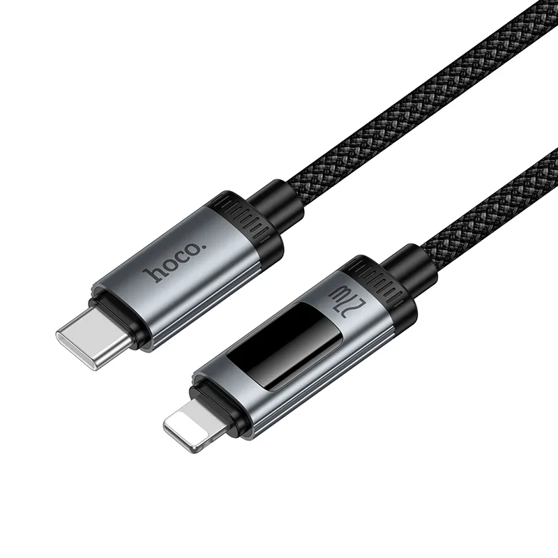 USB-C - Lightning Data- og Ladekabel HOCO Display U148, 27W, 1.2m, Svart