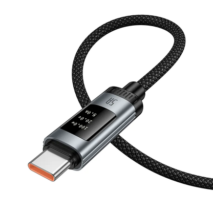USB-A - USB-C HOCO Display U148 data- og ladekabel, 100W, 1.2m, Svart