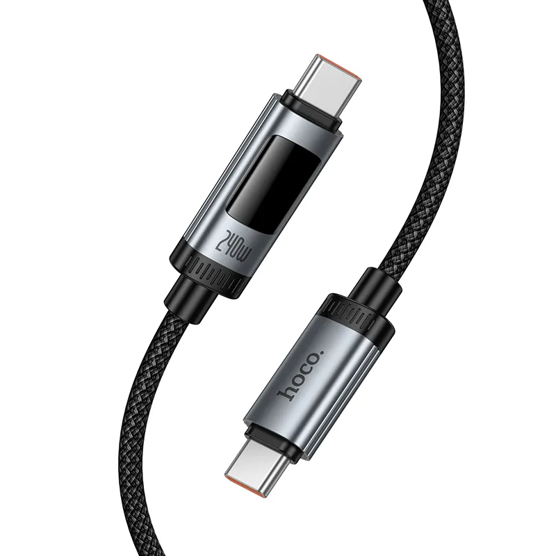 USB-C til USB-C data- og ladekabel HOCO Display U148, 240W, 1.2m, Svart