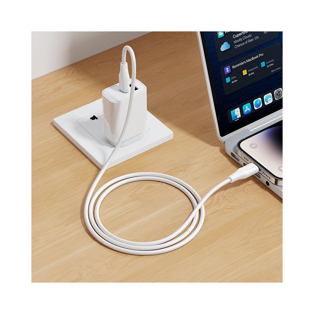 Data- og ladekabel USB-C - Lightning HOCO X124, 27W, 1m, Hvit