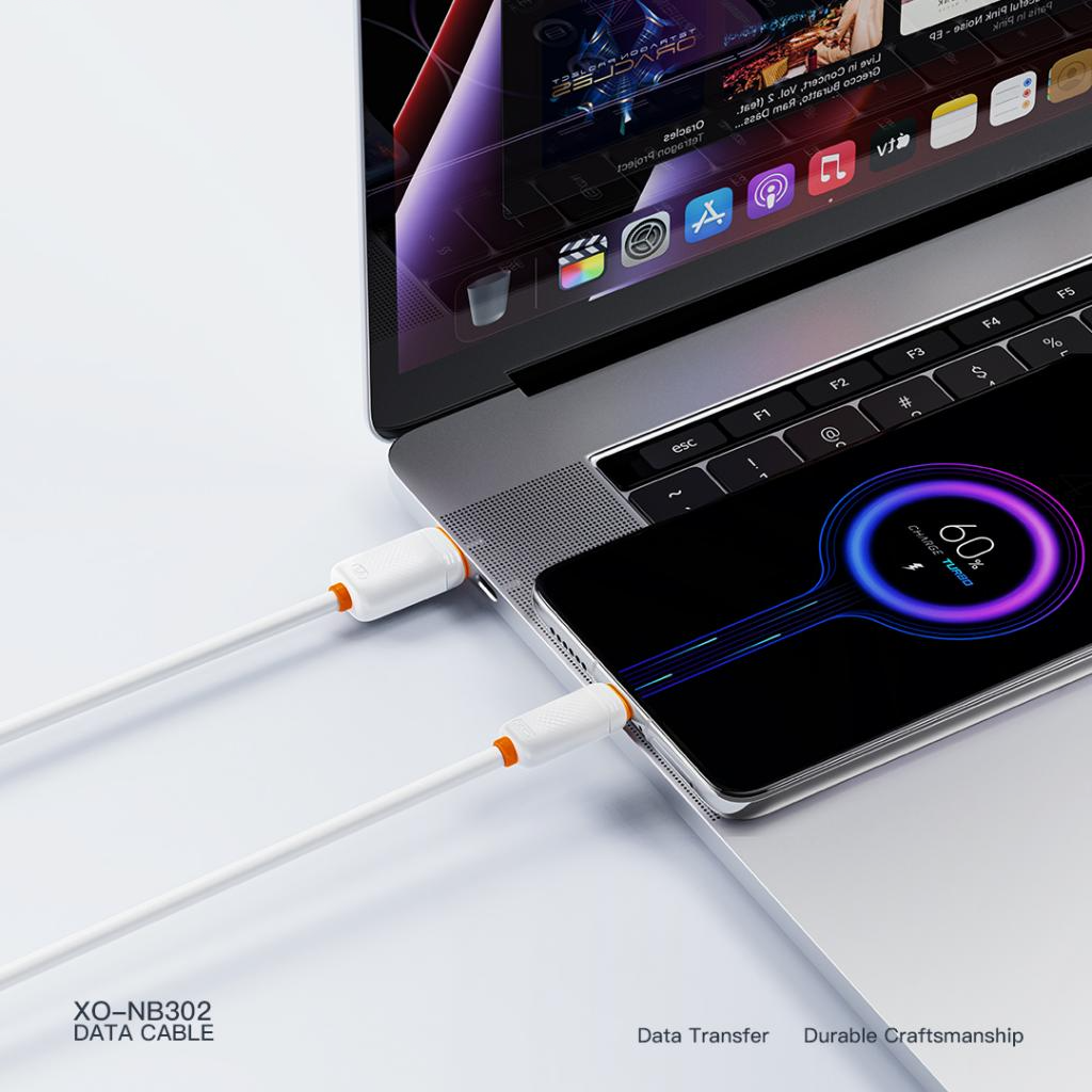 USB-A - Lightning Data og Ladekabel XO Design NB302, 18W, 1m, Hvit