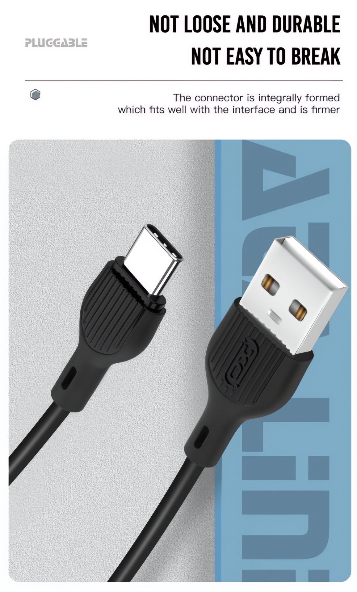 USB-A til USB-C data- og ladekabel XO Design NB200, 10W, 1m, Svart