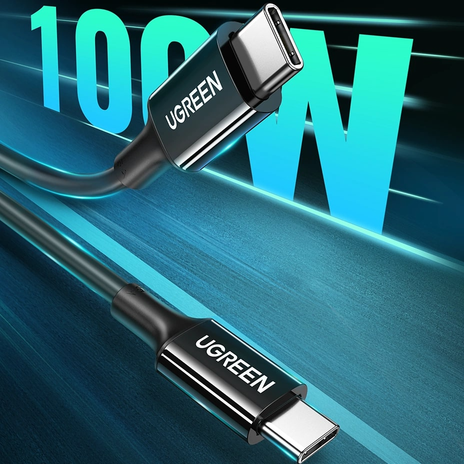 USB-C til USB-C data- og ladekabel UGREEN US300, 100W, 2m, Svart