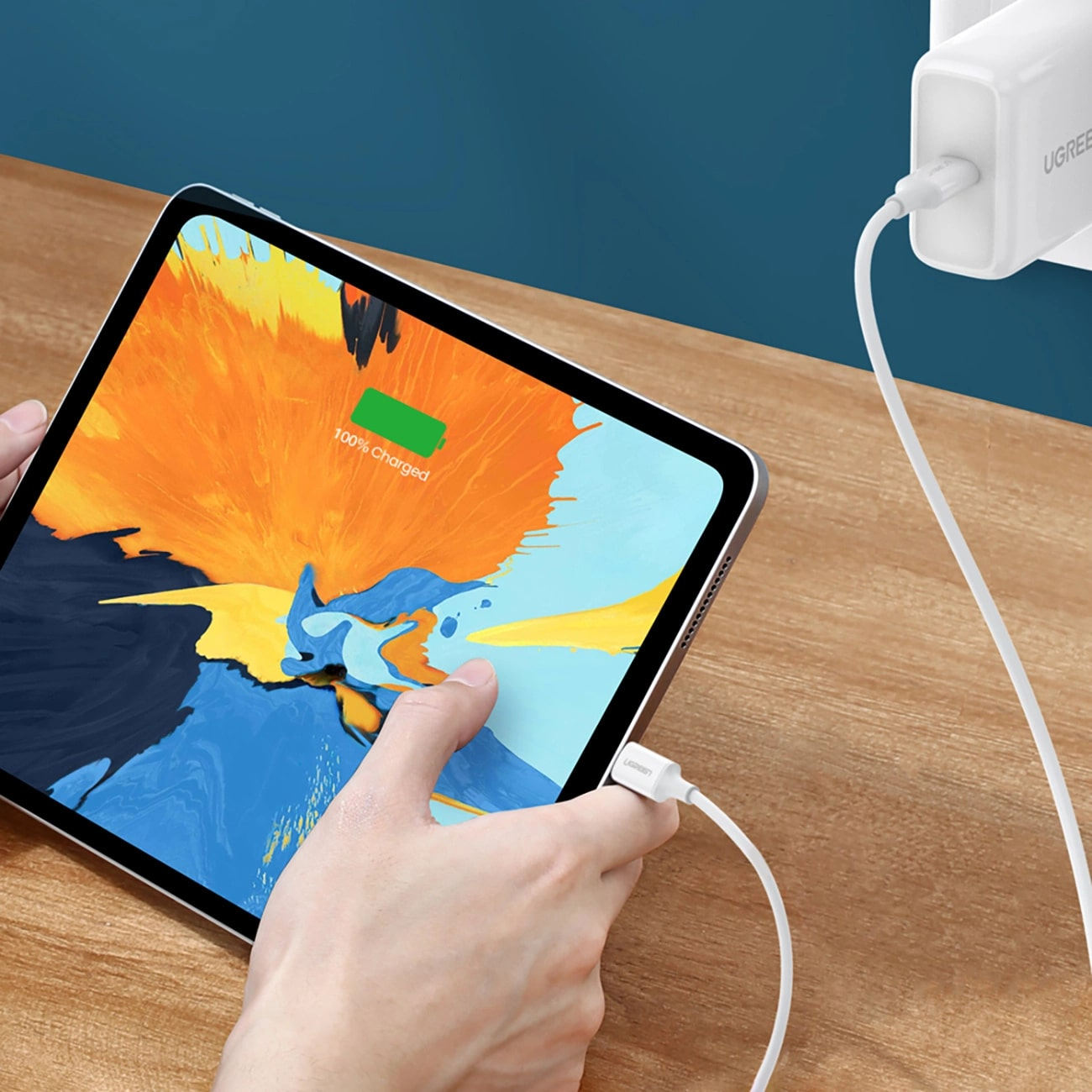 USB-C til USB-C data- og ladekabel UGREEN US264, 60W, 0.5m, Hvit