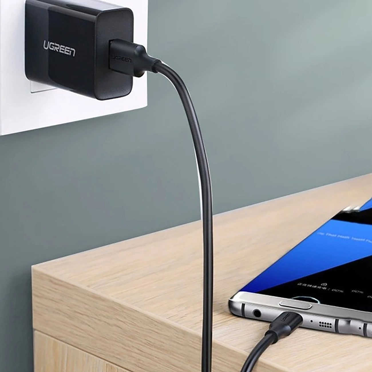 USB-A til USB-C UGREEN US184 data- og ladekabel, 18W, 0.5m, Svart