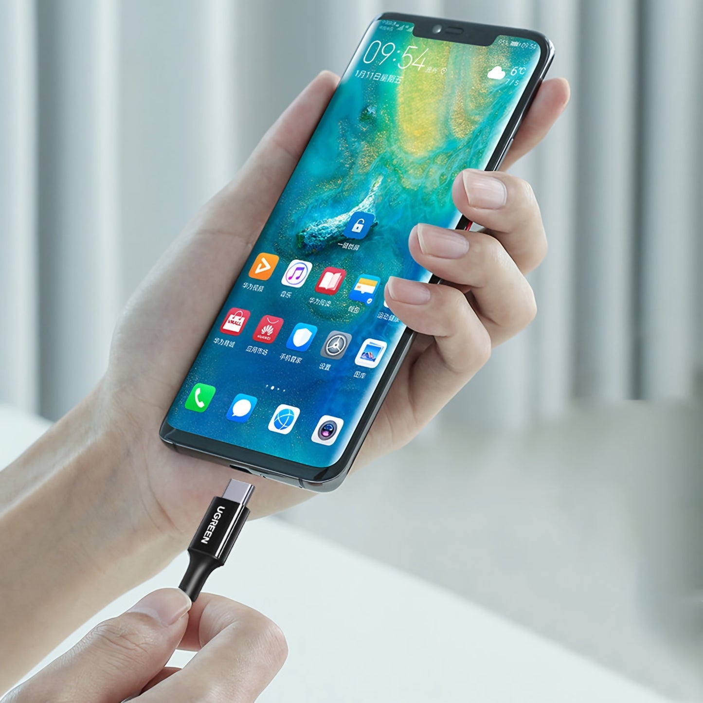 USB-C til USB-C data- og ladekabel UGREEN US300, 100W, 2m, Hvit