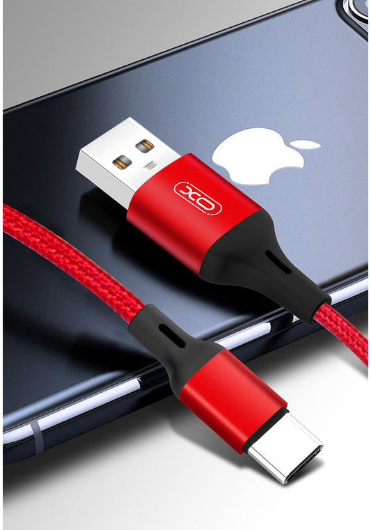 Data- og ladekabel USB-A - USB-C XO Design NB143, 18W, 2m, Rød