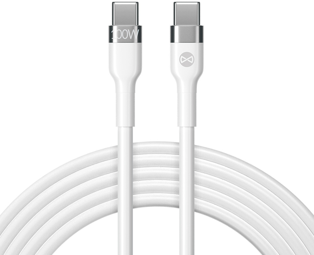 USB-C til USB-C Forever Flexible data- og ladekabel, 100W, 2m, Hvit