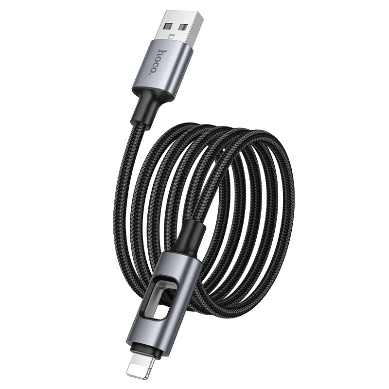 USB-A - Lightning HOCO U144 Led data- og ladekabel, 18W, 1.2m, Svart