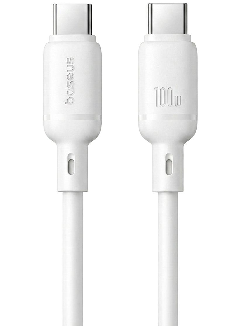 USB-C til USB-C Baseus Silky data- og ladekabel, 100W, 1m, Hvit P10377704213-00