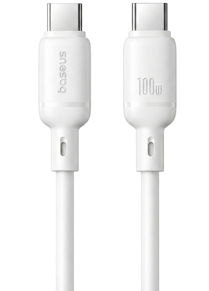 USB-C til USB-C Baseus Silky data- og ladekabel, 100W, 1m, Hvit P10377704213-00