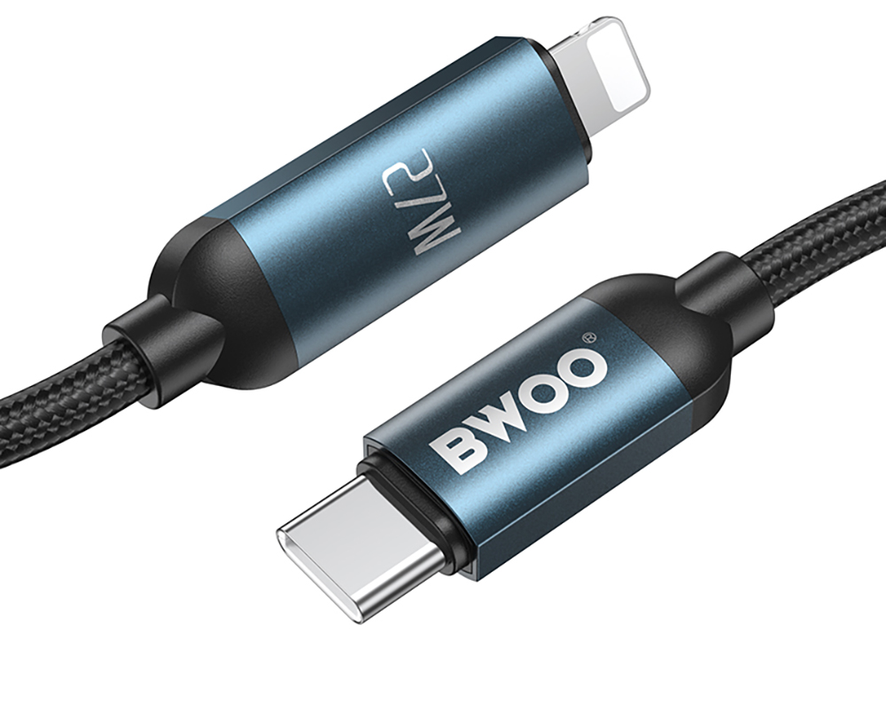 USB-C til Lightning data- og ladekabel BWOO X305 Display, 27W, 1m, svart