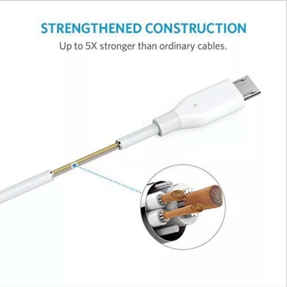 Data- og ladekabel USB-A - microUSB Anker PowerLine, 18W, 1m, Hvit A8132H21