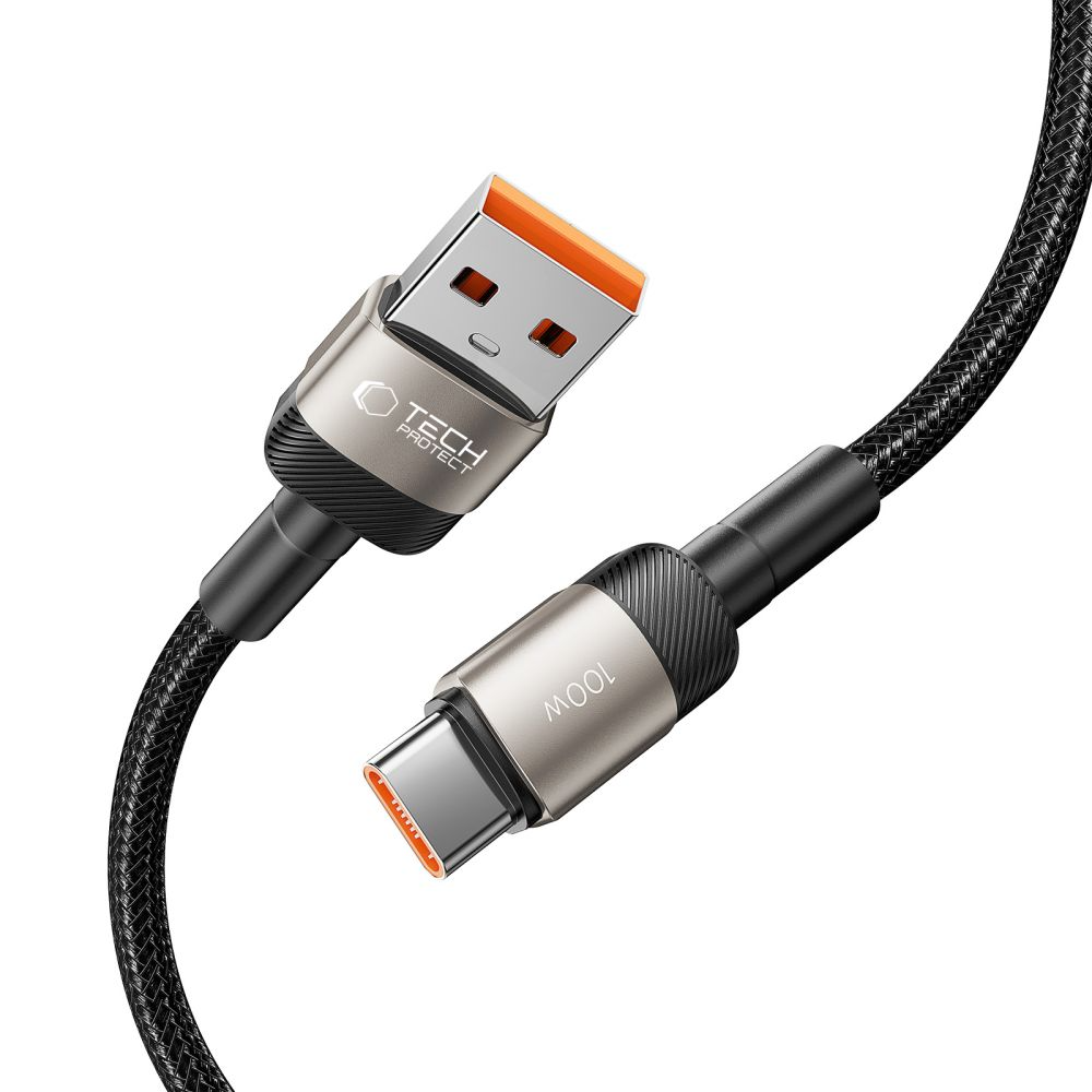 USB-A til USB-C data- og ladekabel Tech-Protect Ultraboost EVO, 100W, 1m, Sølv