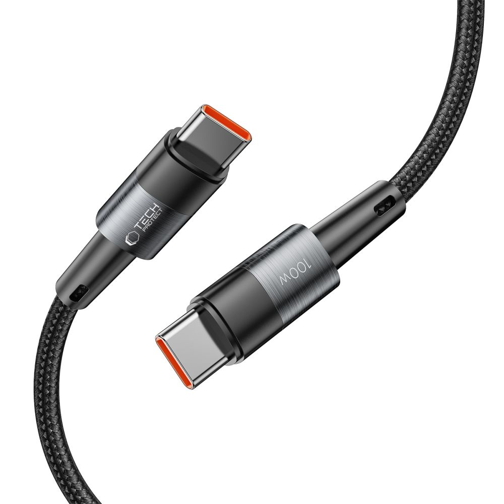 USB-C Data- og ladekabel - USB-C Tech-Protect Ultraboost, 100W, 3m, Grå