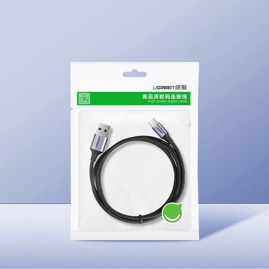 USB-A til USB-C Data- og Ladekabel UGREEN US288, 18W, 1.5m, Svart