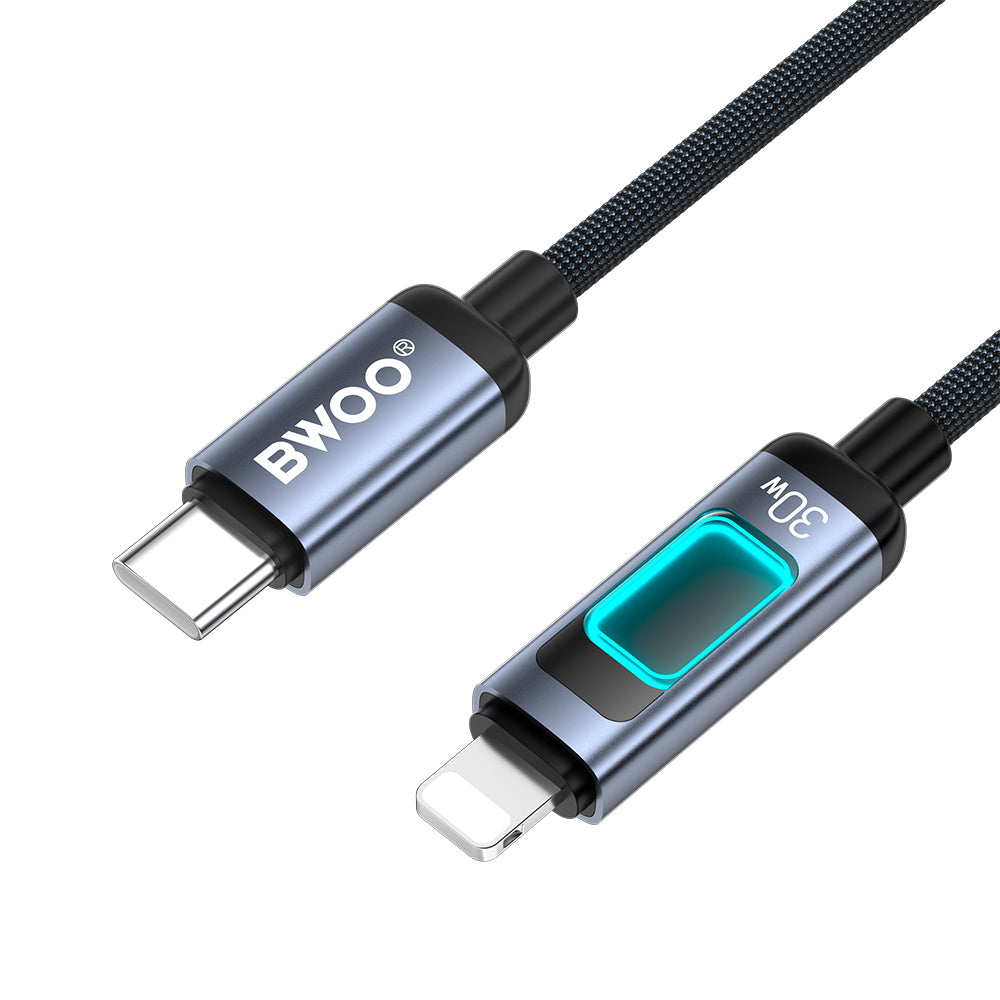 USB-C til Lightning data- og ladekabel BWOO X324CL Display, 30W, 1m, svart