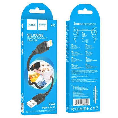 Data- og ladekabel USB-A - microUSB HOCO X90, 18 W, 1 m, svart 