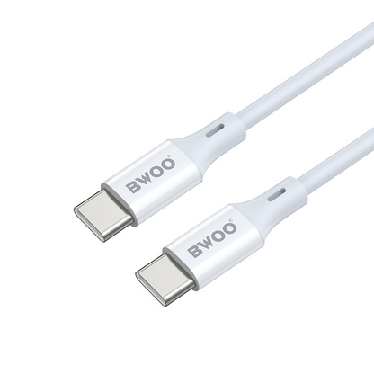 USB-C data- og ladekabel - USB-C BWOO BO-X283CC-2M, 60W, 2m, hvit