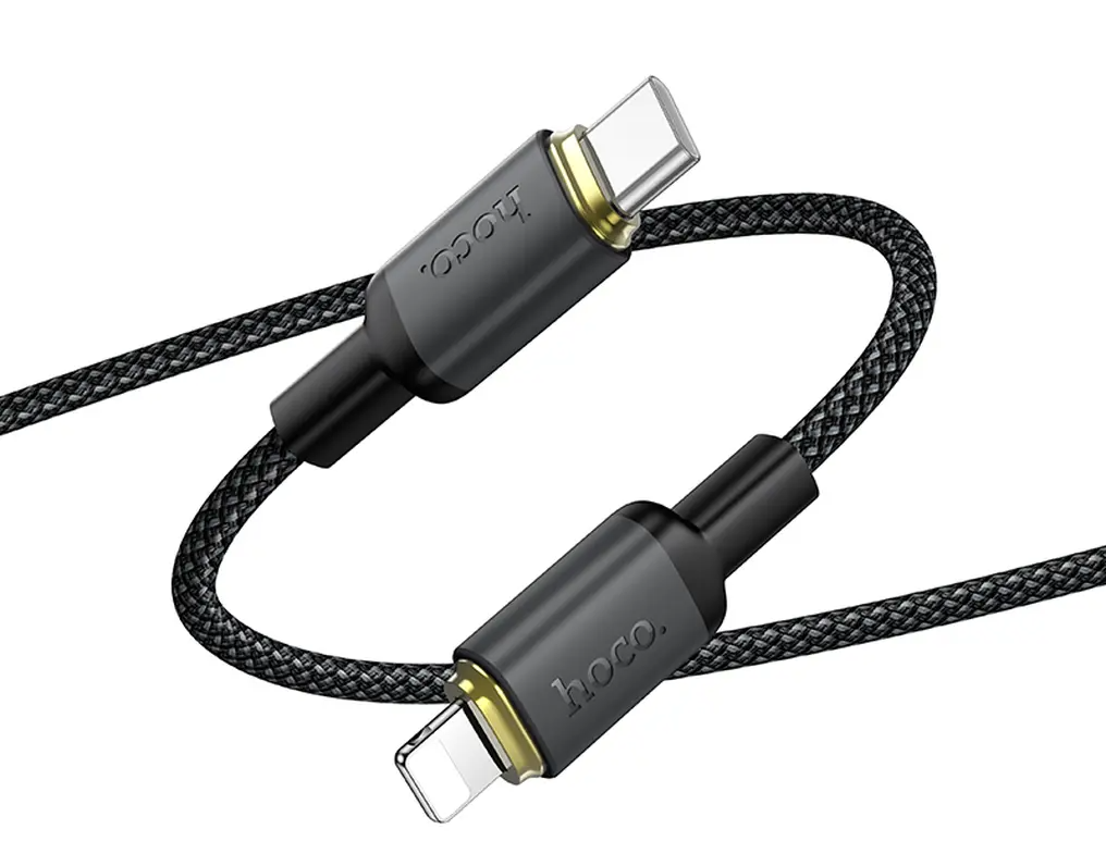 USB-C til Lightning datakabel og ladekabel HOCO X128 Benefit, 30W, 1m, svart