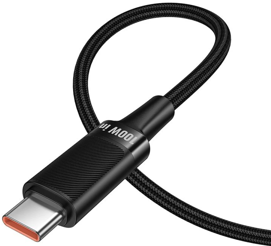 USB-C Data- og ladekabel - USB-C HOCO U153 Extreme, 100W, 1,2m, Svart
