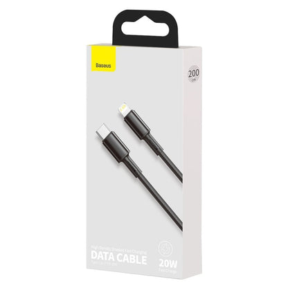 USB-C til Lightning data- og ladekabel Baseus High Density flettet, 20W, 2m, svart CATLGD-A01