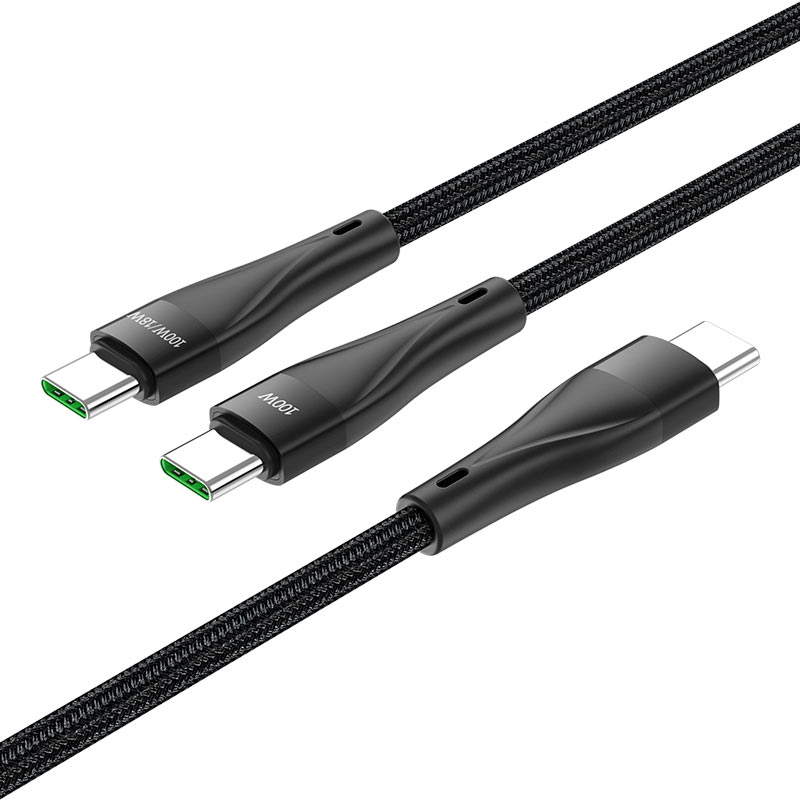 USB-C data- og ladekabel - USB-C HOCO U102 Super, 100 W, 1,2 m, svart