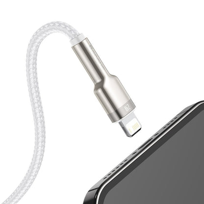 USB-A - Lightning Baseus Cafule Metal Series data- og ladekabel, 18W, 2m, Hvit CALJK-B02