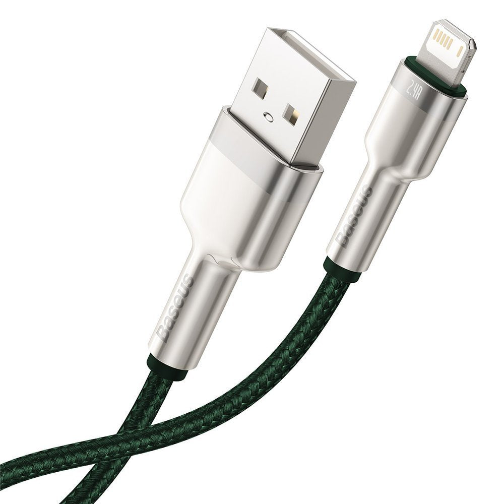 USB-A - Lightning Baseus Cafule Metal Series data- og ladekabel, 18W, 1m, Grønn CALJK-A06