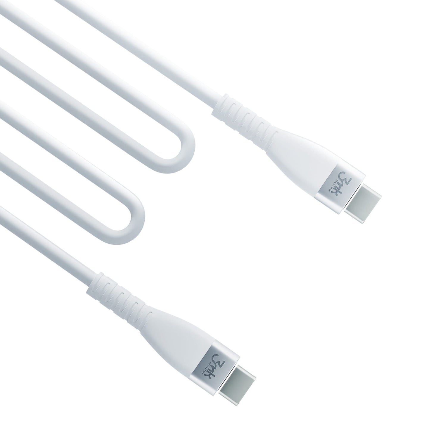 USB-C Data- og ladekabel - USB-C 3MK Hyper Silicone, 60W, 1m, Hvit