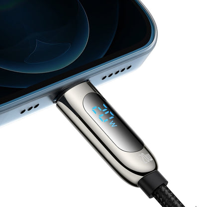 USB-C - Lightning Baseus Display hurtigladingskabel for data og lading, 20 W, 2 m, svart CATLSK-A01 