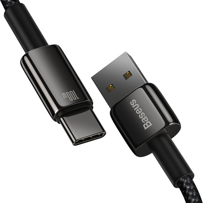 Baseus Tungsten Gold USB-A til USB-C data- og ladekabel, 100 W, 2 m, svart CAWJ00010101 