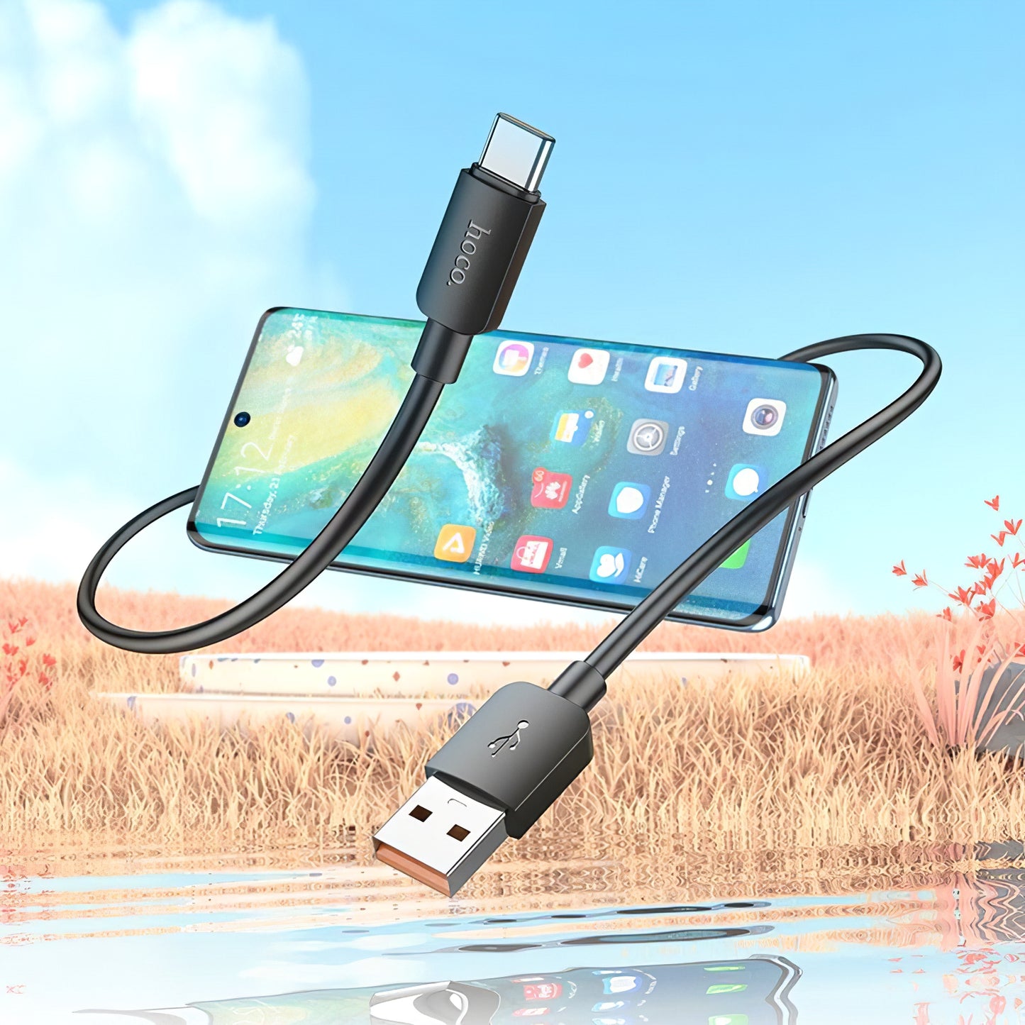 Data- og ladekabel USB-A - USB-C HOCO X96, 100 W, 1 m, svart 