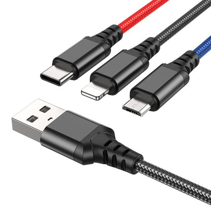 USB-A ladekabel - Lightning / microUSB / USB-C HOCO X76 3i1, 18W, 1m, Flerfarget