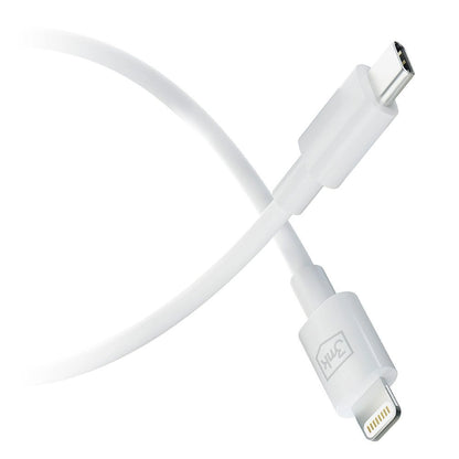 USB-C til Lightning datakabel og ladekabel 3MK Hyper, 20W, 1,2m, hvit