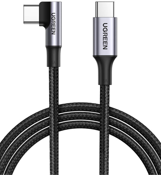 USB-C Data- og ladekabel - USB-C UGREEN US334 Vinklet, 100W, 1m, Svart