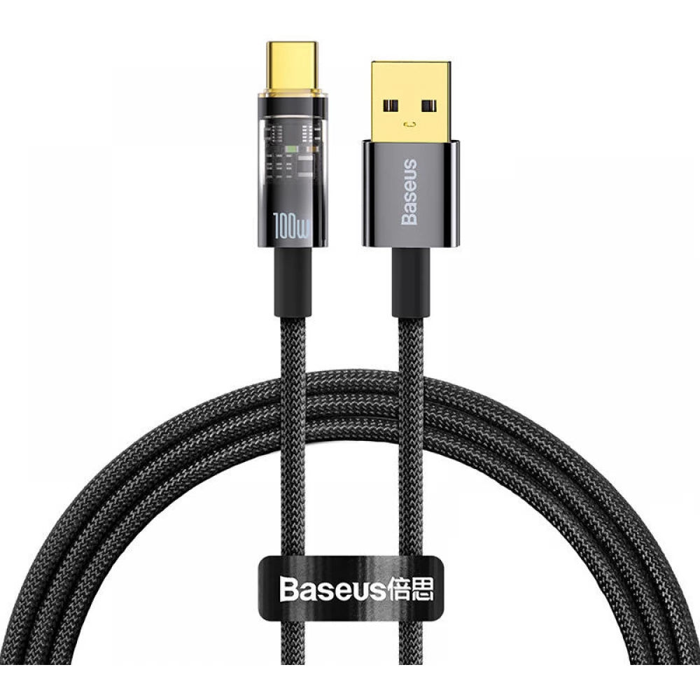 USB-A til USB-C Data- og Ladekabel Baseus Explorer, 100W, 2m, Svart CATS000301