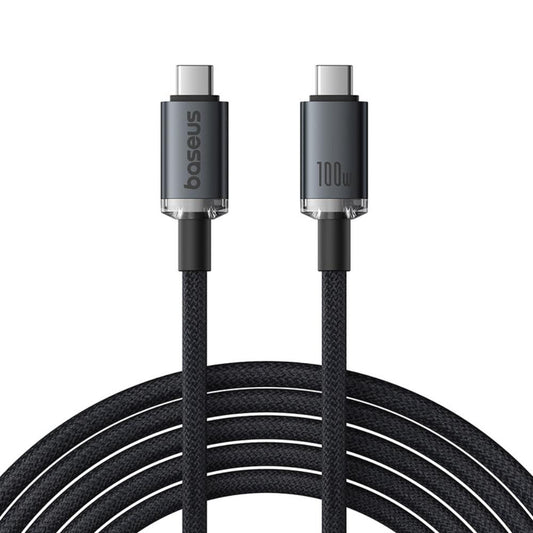 USB-C data- og ladekabel - USB-C Baseus Crystal Shine Series, 100W, 20Gbps, 1.5m, Svart P10318204111-00