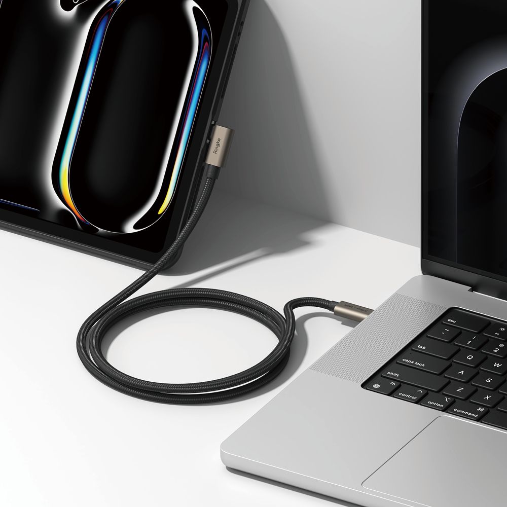 USB-C til USB-C data- og ladekabel Ringke 2X2 Angled, 240W, 2m, Svart