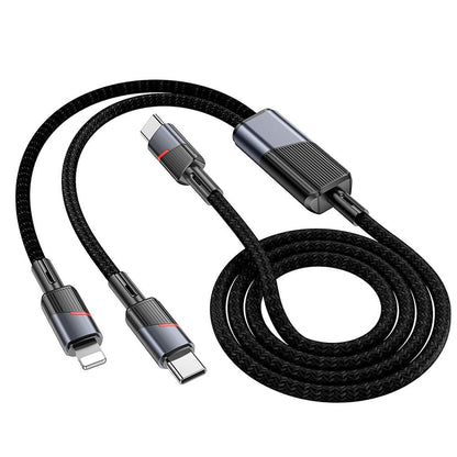 USB-C - Lightning / USB-C HOCO U139 2in1 data- og ladekabel, 100W, 1.2m, Svart