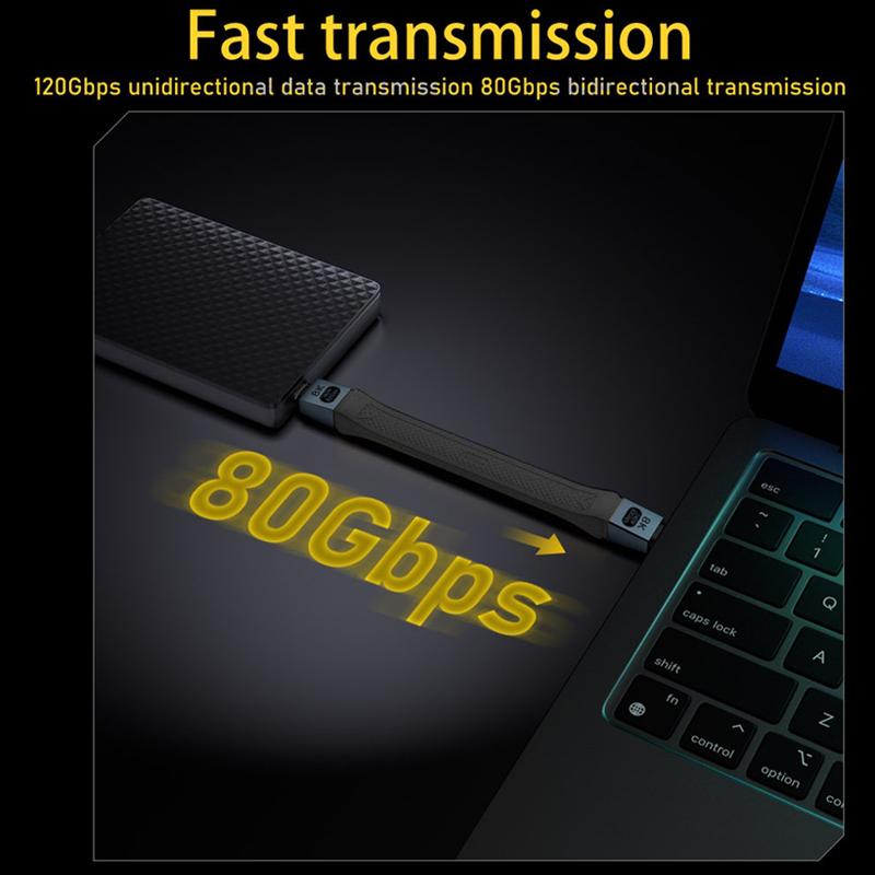 USB-C til USB-C OEM data- og ladekabel 8K Video, 240W, 0.13m, Svart