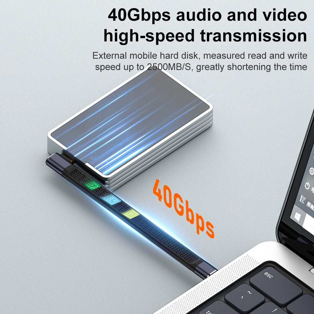USB-C data- og ladekabel - USB-C OEM Angled 8K Video, 240W, 0.15m, Svart