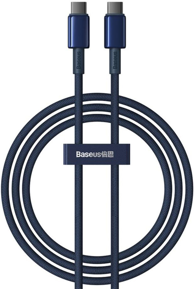 USB-C til USB-C data- og ladekabel Baseus Tungsten Gold, 100W, 2m, Marineblå P10319800321-04