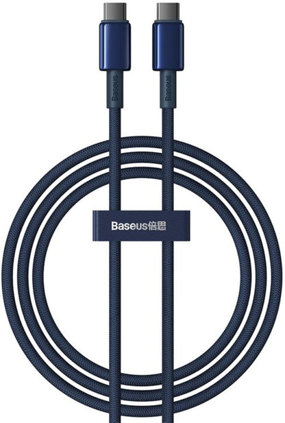 USB-C til USB-C data- og ladekabel Baseus Tungsten Gold, 100W, 2m, Marineblå P10319800321-04