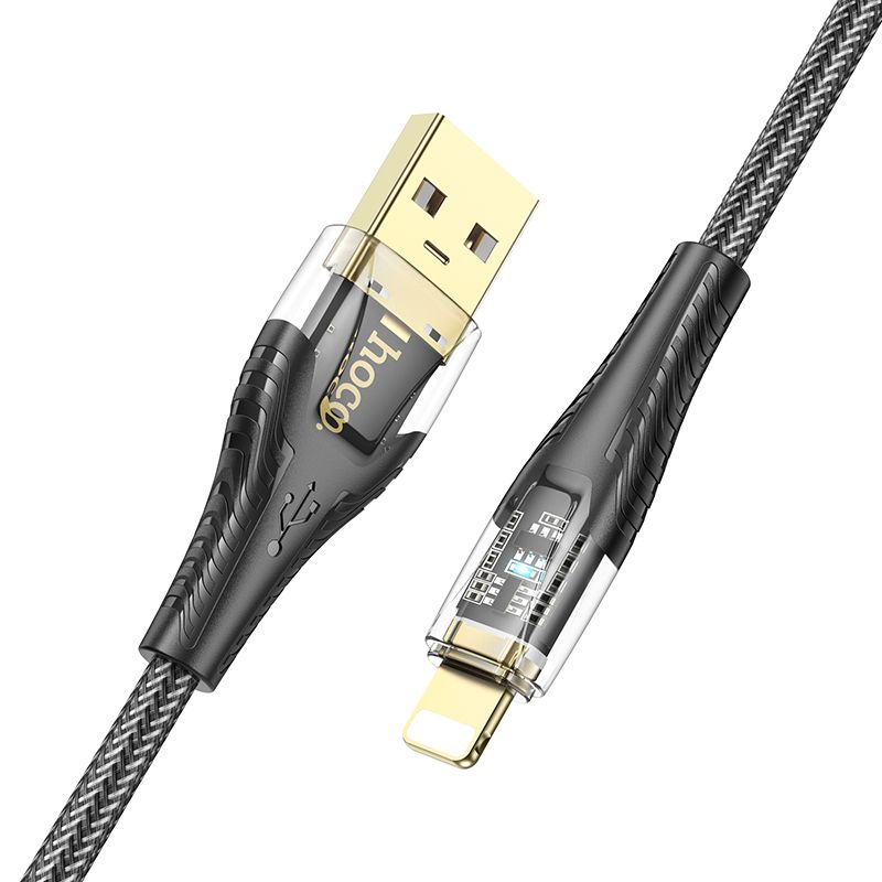 USB-A - Lightning Lade- og Datakabel HOCO U121, 18W, 1.2m, Svart