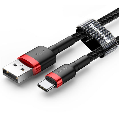 USB-A - USB-C Baseus Cafule data- og ladekabel, 18W, 3m, Rød CATKLF-U91