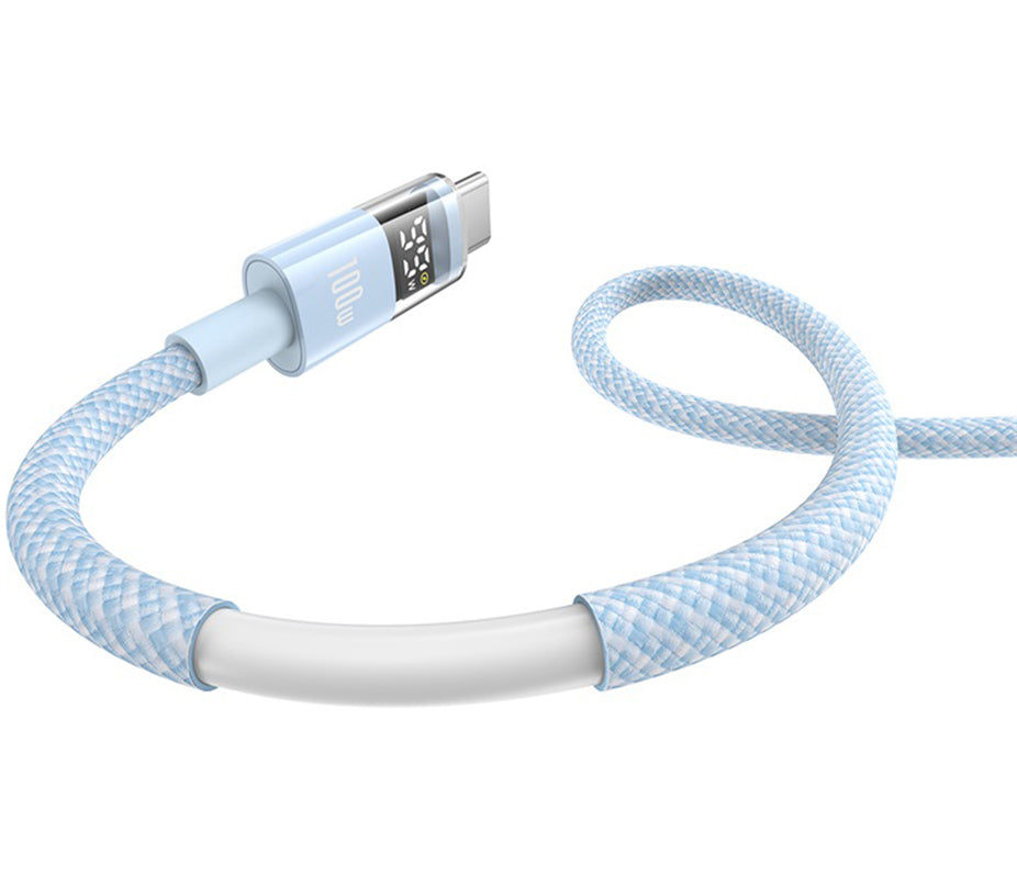 USB-A - USB-C Baseus Display 2 data- og ladekabel, 100W, 1m, Blå P10382701311-00